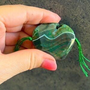 Natural Agathe green stone faceted,ap 2”x1 1/2”flat.Pocket stone,stress relief